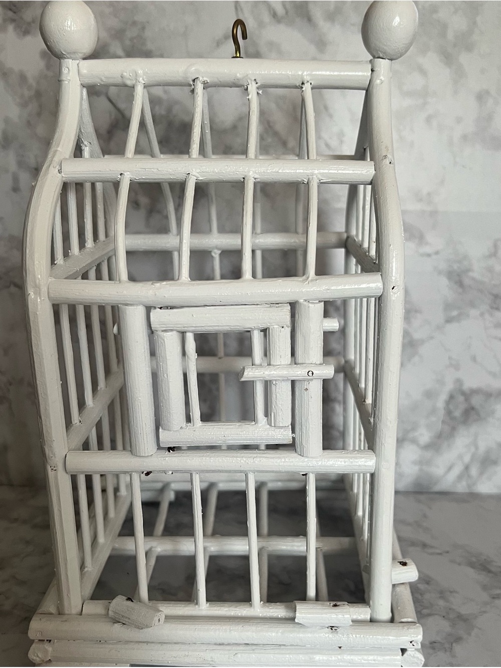 Vintage White Decorative Birdcage Accent